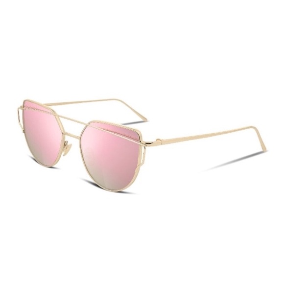 Mirrored Pink Cat Eye Statement Aviator Sunglasses - Picture 3 of 3
